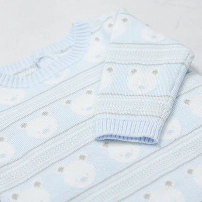 Harry - Knitted Babygrow with Hat, Blue