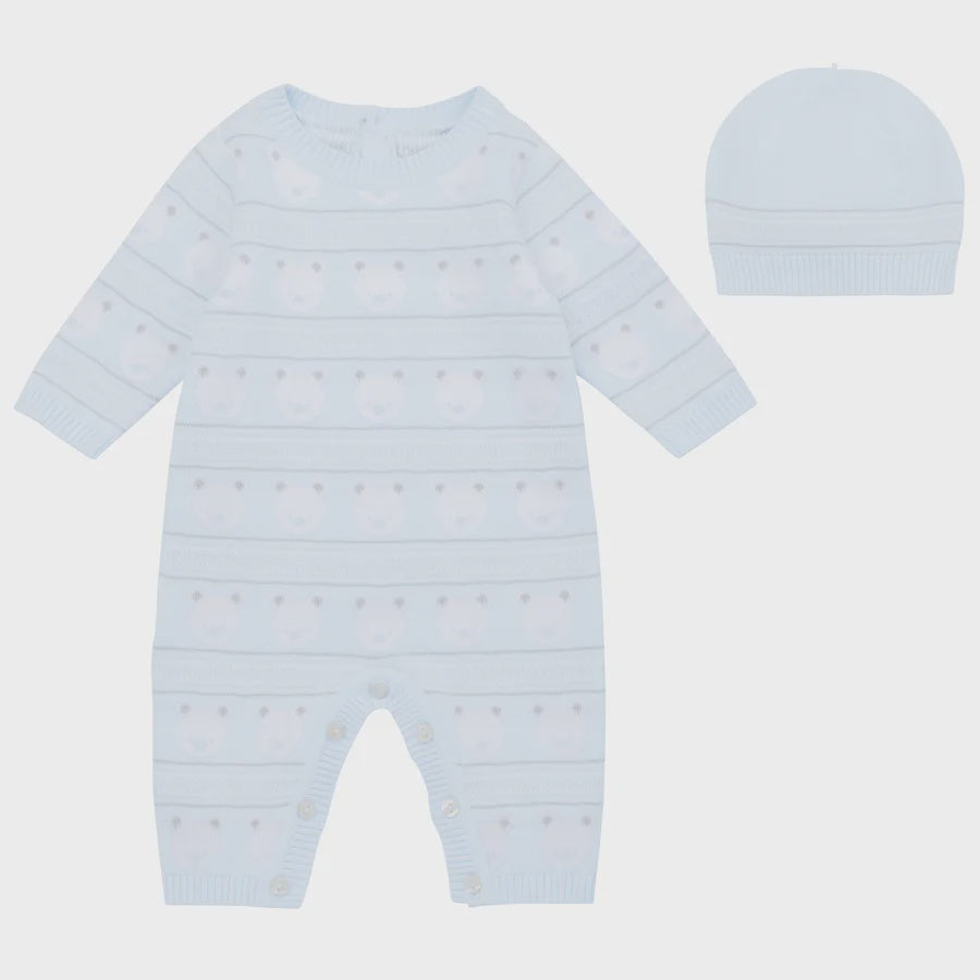 Harry - Knitted Babygrow with Hat, Blue