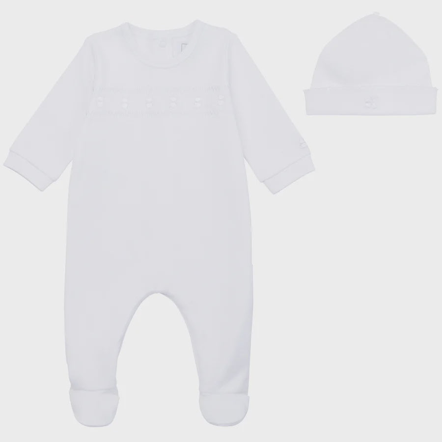 Heath - White Babygrow and Hat